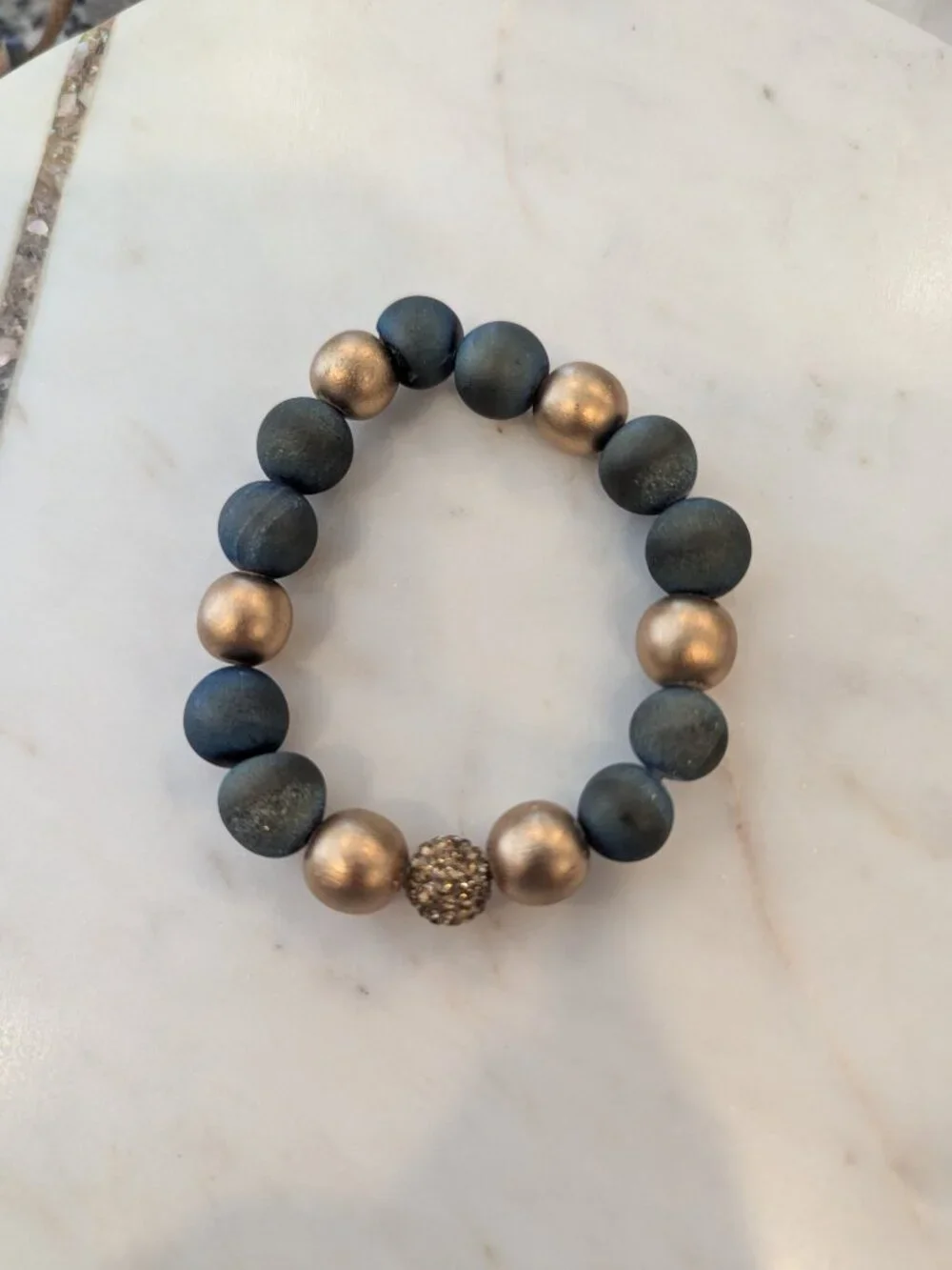 Beautiful Beaded Druzy And Rhinestone Bracelet